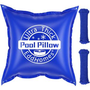 4x4ft Pool Pillow for Above Ground Pools, 0.5mm Extra Thick & Strong Cold-Resistant Poo l Pi llows for Closing Winter, Pool Pillow for Winterizing to Last All Season(with 33ft Rope)