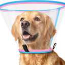 Soft Dog Cone Collar for Dogs After Surgery, Transparent Cone for Dogs to Stop Licking, Breathable Dog Neck Cone for Small Medium Large Dog, Adjustable Elizabethan Pet Recovery Collar (Pink, Size 3)