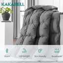 KAKABELL Pinch Pleat Goose Down Feathers Fiber Comforter King Size All Season-Ultra Soft and Cozy Noiseless Duvet Insert with Egyptian Cotton Blend Cover,Fluffy Warm Comforter Insert(Grey,90"X106")