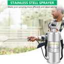 2 Gallon Stainless Steel Pump Sprayer - Hand Pump Sprayer with Pressure Gauge, Safety Valve&Adjustable Nozzle and Flat Nozzle, Garden Weed Sprayer with 20 Wand & 3FT Hose, Non-Corrosive Viton Seals