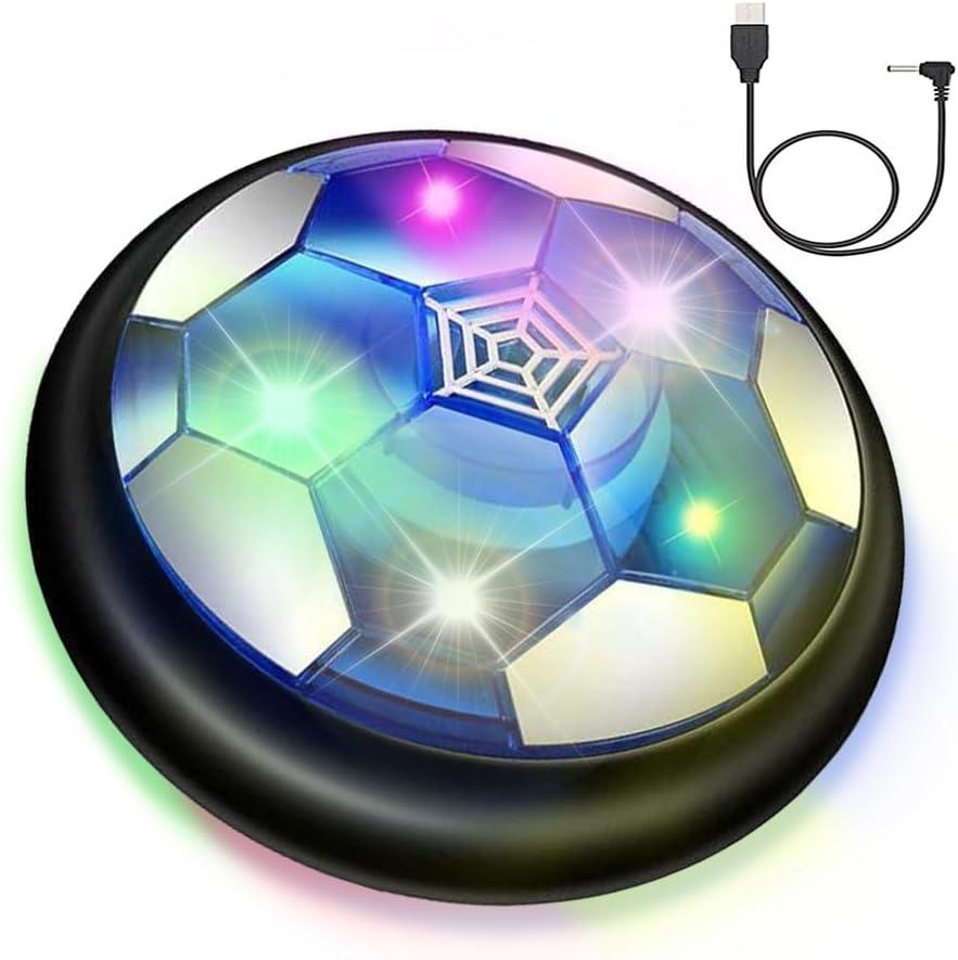 VNVDFLM Hover Soccer Ball Toys for Boys Girls, Rechargeable Floating Soccer Ball with Led Lights and Foam Cushion, Indoor Air Football Game Perfect Birthday for Kids Age 3-9, Black