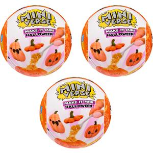 MGA's Miniverse Make It Mini Halloween (3 Pack), Beetlejuice, Mini Collectibles, Mystery Blind Packaging, Spooky, Halloween, Seasonal, DIY, Crafts, Resin Play, Replica Food, NOT EDIBLE, Collectors, 8+