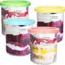 For Ninja Creami Deluxe Pints and Lids 4 Pack, NC500 NC501 Ice Cream Pint fit for Ninja Delux Ice Cream Maker, 24 oz. food container for Ninja Creami Deluxe (Blue,Pink,Yellow,Green)