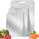 3Pack titanium cutting boards for kitchen,Double Sided Food titanium Grade Metal Non-Toxic titanium Cutting Boards,Easy to Clean,Dishwasher Safe(s+m+L)