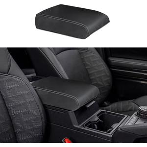 Car Center Console Armrest Cover for Toyota Tacoma 2024 Leather Anti-Scratch Central Arm Rest Box Lid Seat Cover Protector Cushion Saver Interior Accessories(White Stitches)
