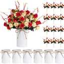 6 Set Fake Flower in Vase, Artificial Flowers with Vase, Centerpiece Table Decorations with 6 Pcs 6 Inch Large Vases and 12 Pcs Mixed Colors Silk Rose Bouquet for Wedding Home Office Farmhouse Decor