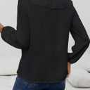 GORGLITTER Women's Ruffled Top Blouses Dressy Business Casual Button Up Long Sleeve V Neck Shirts Work Office Outfits (L)