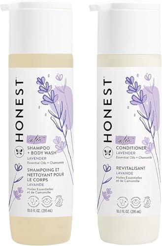 The Honest Company Silicone-Free Conditioner & 2-in-1 Cleansing Shampoo Body Wash Duo Gentle for Baby Naturally Derived Lavender Calm 20 fl oz