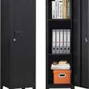 Metal Locker with Doors and Shelves, Locking Storage Cabinets for Small Spaces, Lockers for Employees, Lockable Storage Lockers for Office Garage School Gym, H47 inches * W 15 inches * D15.7 inches
