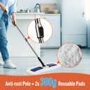 CLEANHOME 24" Heavy-Duty Commercial Dust Mop for Hardwood Floors & Large Areas - with 2 Microfiber Pads, Reinforced Telescoping Handle for Stable Cleaning in Homes, Garages & Commercial Spaces
