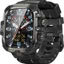 Goton Rugged Case and Band Kit with Screen Protector for Apple Watch 45mm, Compatible with Apple Watch Series 9/8/7, Full Body Shockproof Metal+PC Bumper Cover with Silicone Band, Black