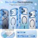 4 x BENTOBEN for iPhone 17 Pro Max Case Clear, [Compatible with MagSafe][Full Camera Protection][Cute Wave Frame][DIY Glitter Cardstock] Electroplated Wavy Shockproof 17ProMax Phone Case 6.9", Sky Blue