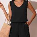 Summer Mae Ruffle Swim Romper One Piece Swimsuit Women Modest High-Back Bathing Suit with Pockets 2026 Swimwear (Black), Size 18W
