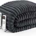 Hansleep Heated Blanket Queen Size Electric Throw Dual Control, Heating Blanket with 9 Heating Levels and 10-Hour Timer Auto Shut Off, Washable Soft Warm Winter Blanket, 80 x 90 Inches, Dark Grey