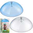 2 Pcs 10 Plastic Bird Feeders Protective Cover Dome Rain Proof (Clear, Blue)