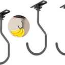 YIBOLIN'S Folding Banana Hanger Hook - Under Cabinet Space Saving Stainless Steel Banana Tree Holder to Keep Bananas Fresh Banana Holder for Kitchen Counter Organization (Black, 3 Pack)