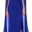 Lrady Women's Wedding Guest Dress Evening Gowns High Neck Formal Cocktail Party Maxi Bodycon Dresses with Cape Sleeve (XL)