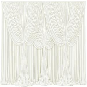 4 Panels Ivory Backdrop Curtains for Wedding Party Wrinkle Free Backdrops Curtain Drapes Fabric Decorations Photo Back Drop Cloth for Baby Shower Photography Stage Reception 20ft(W) x 12ft(H)