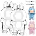 2PCS Protective Case for Monster Doll,Plastic Clear Cover for Plush Figure Doll, Acrylic Case Cover Accessories with Keychain - Standing Case (Doll Not Include)
