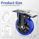 5 Inch Caster Wheels Heavy Duty Swivel Casters Set of 4 with Dual Locking,Industrial Plate Casters, Locking Casters Wheels for Furniture,Workbench(Free Hardware Kit)