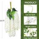 12Pcs Artificial Wisteria Flowers 3.6 Feet/Piece White Dense Artificial Fake Wisteria Vine Ratta Hanging Garland Silk Flowers String Home Party Wedding Decor(White-Dense)