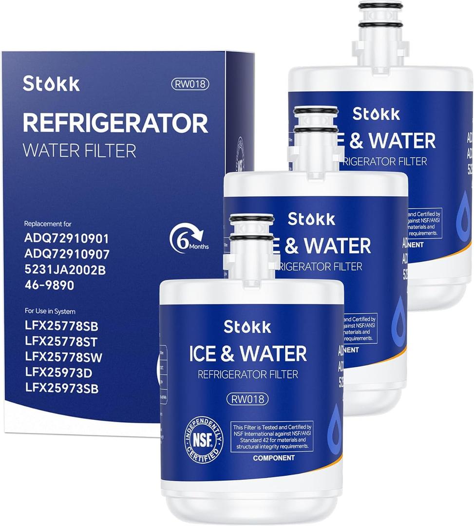 Stokk LT500P 5231JA2002A Refrigerator Water Filter Replacement Compatible with LG Gen11042F-08, ADQ72910911, ADQ72910901, ADQ72910907, Kenmore 9890, 46-9890, LFX25974ST, LMX25964ST, NSF42, 3 Combo