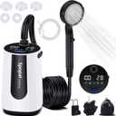 Portable Shower for Camping, [Upgraded] 10000mAh Rechargeable Camping Shower with 5 Adjustable Speeds,Premium LED Display, IPX8 Waterproof Outdoor Shower Kit for Hiking, Car, Pet, Travel (White)