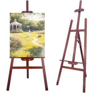 Falling in Art Easel Stand for Painting, Adjustable Wooden Easels for Painting Canvas Up to 42", Folding Art Easel for Drawing, Wedding Sign and Poster, Suitable for Kids and Adults(Brown)
