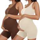 Coume 2 Pcs Maternity Romper Ribbed Pregnancy Bodysuit