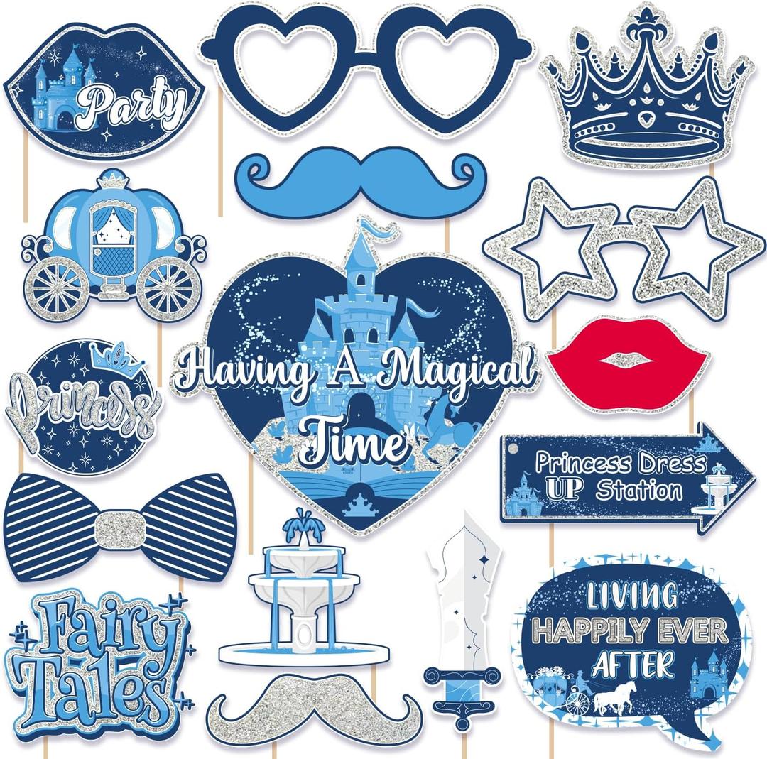 Prince and Princess Party Decorations Photo Booth Props, Royal Prince or Princess Gender Reveal Party Decorations Photo Props, Prince Princess Party Decor for Birthday Baby Shower Party Supplies