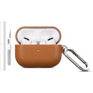 Lopie Handcrafted AirPods Pro Leather Case with Keychain, Portable Full-Grain Leather AirPods Pro Case Cover, Protective Case/Cover with Loss Prevention Clip for Air Pods Pro - Brown