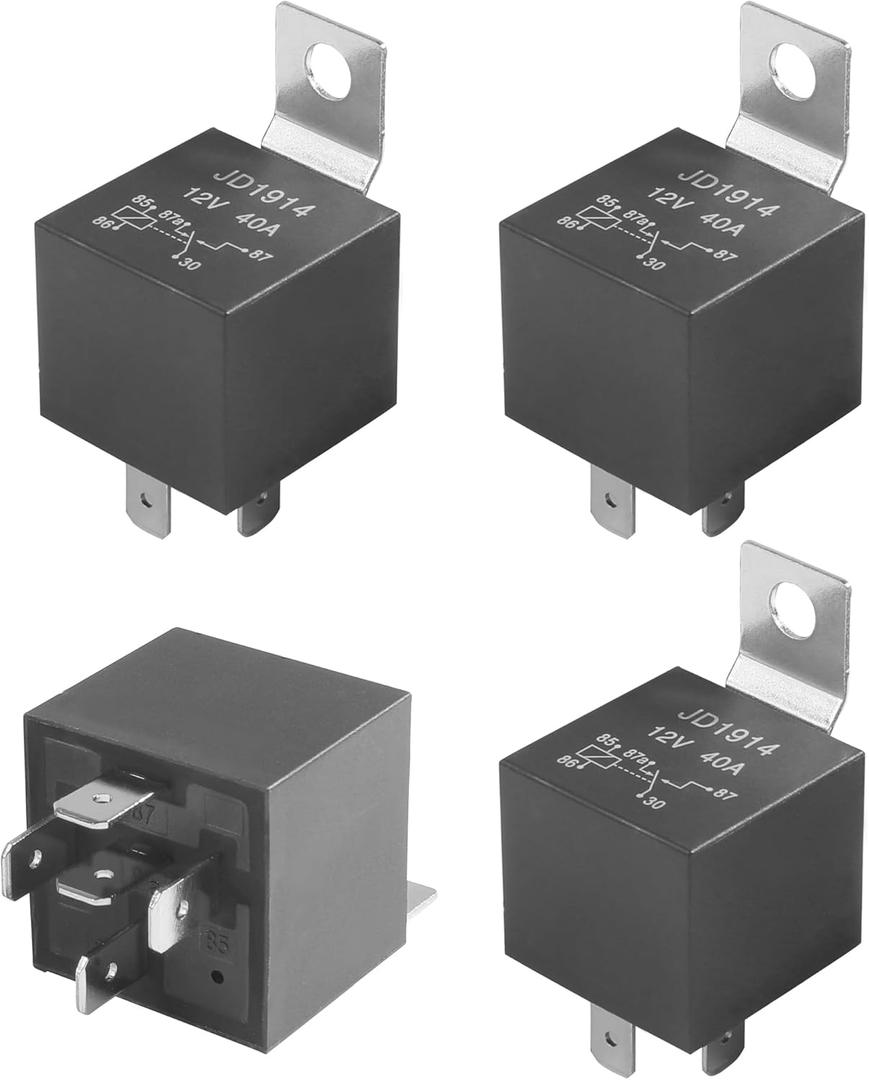 SCUARI 4 Pack Car 5 Pin 12V 40A Relay, Car Accessories Relays, Waterproof Automotive Relay, Universal Auto Relay Switch, Multipurpose Car Relay, Relay Replacement for Car Engine Boat Outboard Motor