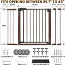 Mumeasy 29.7-46" Baby Gate for Stairs, Auto Close Dog Gate for Doorways | Dual Lock System, Pressure Mounted Walk Through Pet Gate, Extra Wide Metal Child Safety Gate, Mom's Choice Awards Winner
