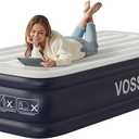 VOSSER Air Mattress Full with Built in Pump,18''Inflatable Mattress of Upgraded Vertical Beams,Self Inflatable/Deflation Blow Up Mattress in 3 Mins,Flocked Top Airbed with Carry Bag for Home, Camping