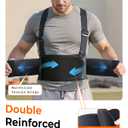 Medical-Grade Work Back Brace with Adjustable Shoulder Straps [Stronger Support & Breathable Mesh] Lower Back Support Belt for Men Women - Pain Relief for Lifting, Warehouse, Construction & Moving (Black, XXXL)