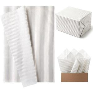 YooNotee 120 Sheets Plain Striped Tissue Paper 14 x 20 Inches Striped Tissue Paper for Gift Bags Bulk Wrapping Papers for Birthday Gift Packing Crafts(Beige,Classic)