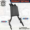 Adjustable Sissy Bar Passenger Detachable Backrest Fits for Harley Touring Street Glide Road Glide Road King Electra Glide 2009-2024 Gloss Black (09-24 M-Style)