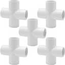 YSIL 1/2 Inch PVC Cross Fitting Elbow Furniture Grade Connector 4 Way Cross 5Pcs for DIY PVC Structure and Frame,Fits 1/2" Sch 40 Pipes
