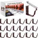 Moxweyeni 20 Pack Gutter Brackets 5 Inch Gutter Hangers Heavy Duty Hidden Rain Brackets with Pre Inserted Screw, Aluminum Exterior Hook Parts Repairing Sagging Tool (Brown)