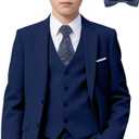 Boys Suit for Kids 6 Pieces Formal Dresswear Set Teen Boys Tuxedo Suits for Wedding Graduation (18, Navy Blue)