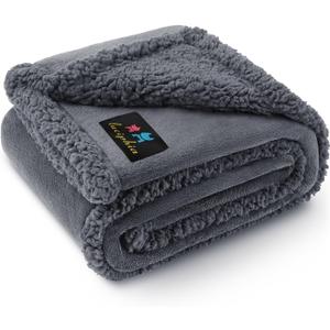 Waterproof Pet Blanket, Liquid Pee Proof Dog Blanket for Sofa Bed Couch, Reversible Sherpa Fleece Furniture Protector Cover for Small Medium Large Dogs Cats, Dark Gray Medium, 57" x 40"