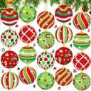 Realspring 20 Pieces Christmas Ball Diamond Art Ornaments Lime Green and Red Diamond Painting Tree Decorations 5D Hanging Xmas Diamonds Art DIY Christmas Kits for Adults Crafts Party Favors