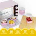 50 Pack Square Mini Cake Pans with Lids,Mini Loaf Pans with Lids,Aluminum Foil Baking Cups,Disposable Ramekins Cupcake Cups,Dessert Cups for Wedding Birthday Party Picnics,5oz (Pink)