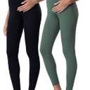 POSHDIVAH 2Pcs Women's Maternity Leggings Over The Belly Pregnancy Yoga Pants Active Wear Workout Leggings Black Crab Green Small