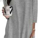 Poetsky Womens Tunic Tops for Leggings with Pockets Vneck 3/4 Length Sleeve Shirt Casual Long T-Shirts S-3XL (S)