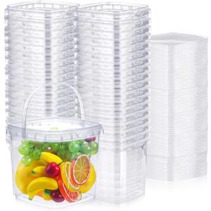 Macarrie 75 Pack 68 oz Square Deli Containers with Lids Clear Airtight Plastic Food Storage Containers Organizer Bin for Food Prep Freezer Kitchen Restaurant Supplies