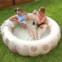 SLOOSH Inflatable Swimming Pool,5.5ft x 20 Inch Full-sized Blow Up Durable Thickened Luxury Above Ground Family Pool with Comfortable Backrest for Summer Water Party Backyard Garden Lawn, Sandy