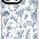 for iPhone 14 Case, Vintage Botanical Pattern with Blue Flowers, Military-Grade Drop Protection, Elegant Soft Slim TPU Protective Cover with Camera Lens Protection for Women & Girls