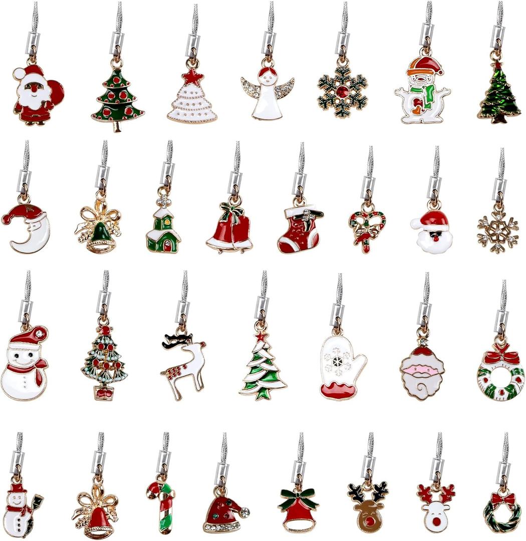 Edenseelake 30 Pcs Mini Hanging Resin Metal Christmas Ornaments Set with String for Tree Decoration
