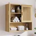Smuxee Bathroom Cabinet Wall Mounted, Wooden Medicine Cabinet with Fluted Doors & Adjustable Shelf, Bathroom Cabinet for Bath Room, Living Room, Laundry Room